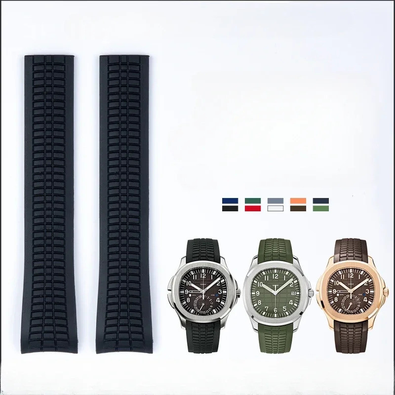 นําเข้า 21 มม.สายนาฬิกาซิลิโคนกันเหงื่อสําหรับ Patek Philippe 5167r Grenade Aquanaut Series เหล็กเล็