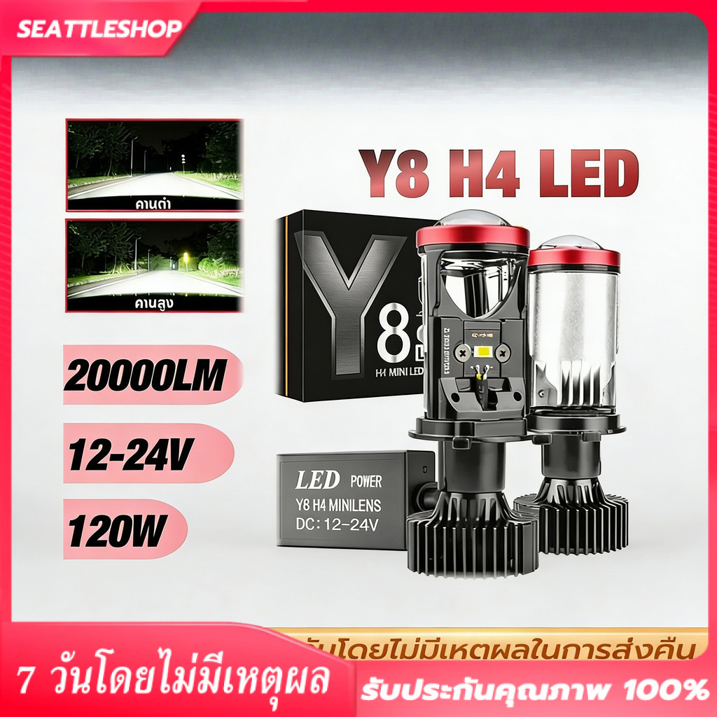 ไฟหน้า LED มินิโปรเจ็กเตอร์ Y8 Y14 Y15H ขั้ว H4 RHD คัตออฟพวงมาลัยขวา ปรับเอียงได้ สว่างสุด