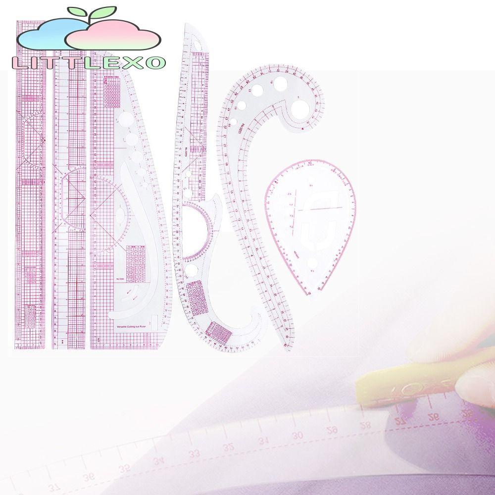 LITTLEX 6 ชิ้นไม้บรรทัดโค้ง, DIY PVC Patchwork ไม้บรรทัด, Universal Soft วัด Tailor ไม้บรรทัดอุปกรณ์เย็บผ้า