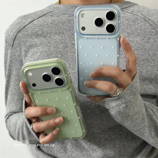 ใหม่ปลอก Matte IMD Clear Blue-Green Small Polka Dot Anti-Drop Case สําหรับ iPhone 14 15 16 17 Pro Max