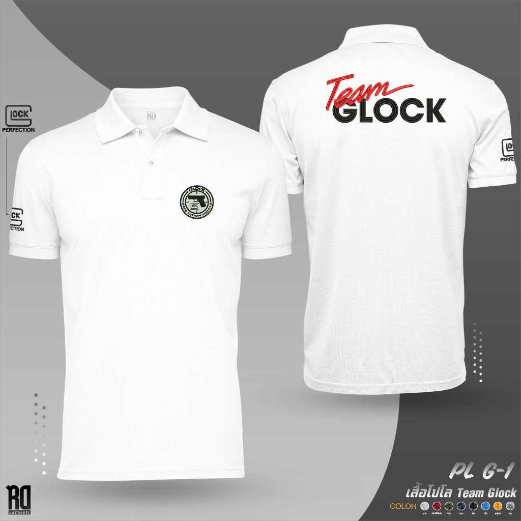 【polo】พร้อมส่ง เสื้อโปโล Team glock งานปัก PL G-1 ผ้าฝ้ายแท้ สวมใส่สบาย M-3XL