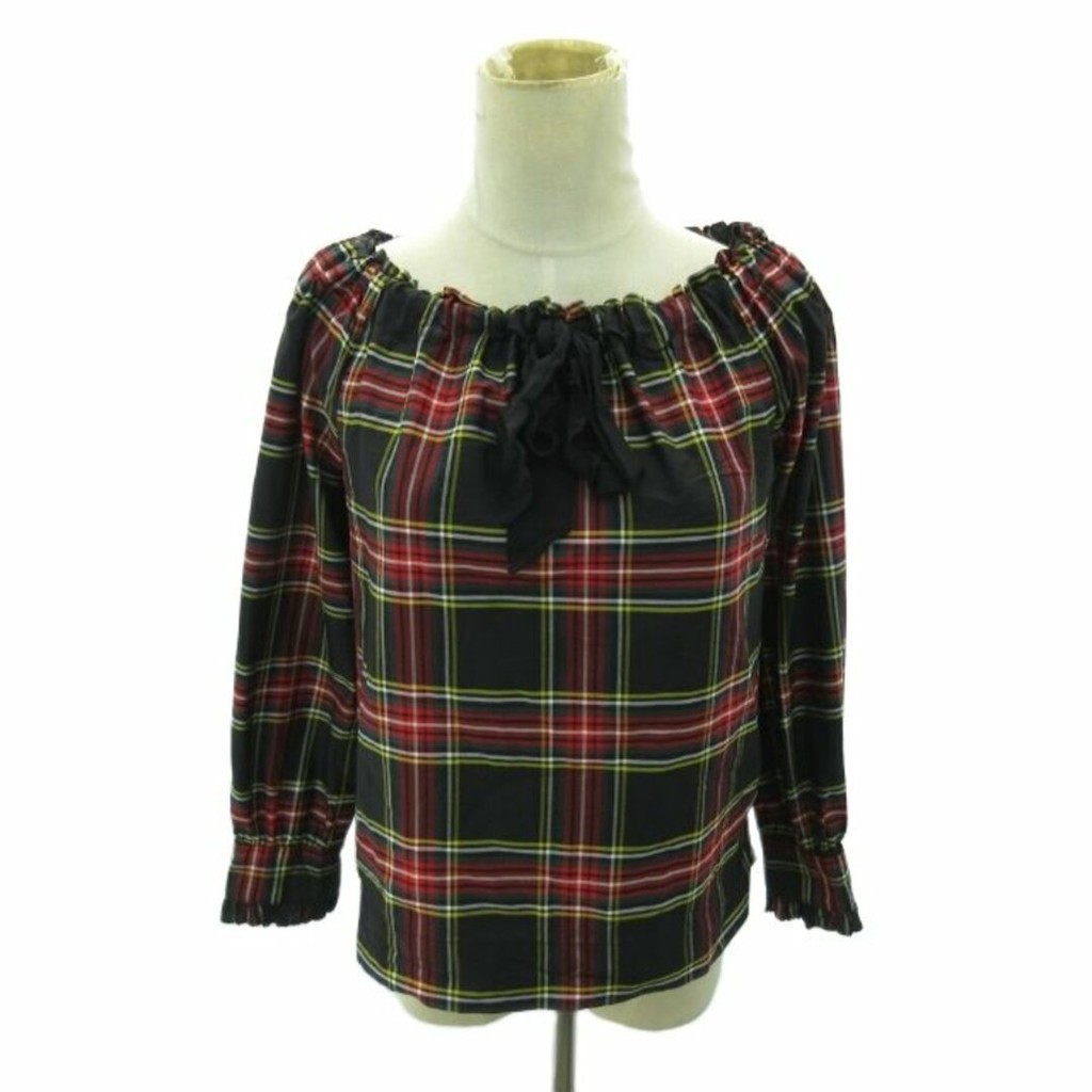 เสื้อยืด J.CREW CREW ลายสก๊อต สีดํา แดง ส่งตรงจากญี่ปุ่น มือสอง
