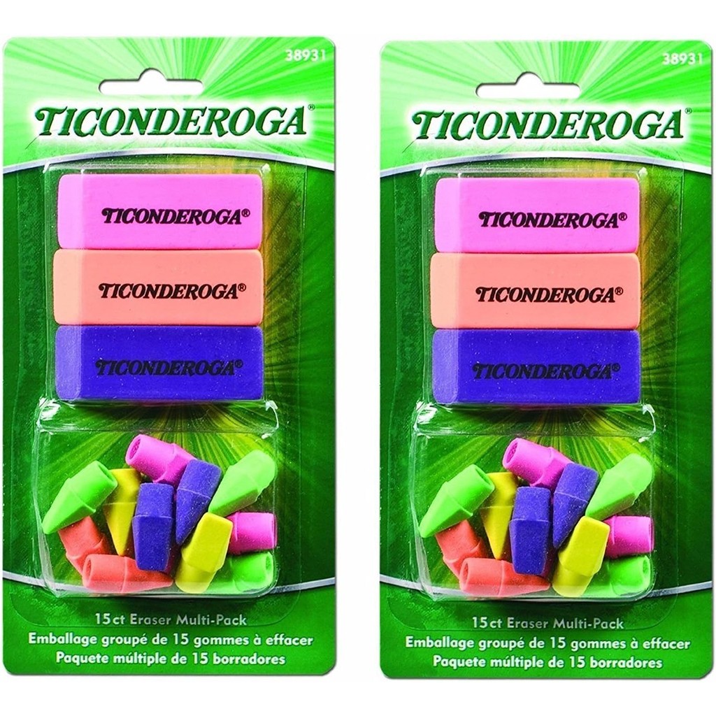 Dixon Ticonderoga Office and School Eraser Combine Set, 2 แพ็ค 15 Eraser Multi-Pack, หลากสี (38931) 