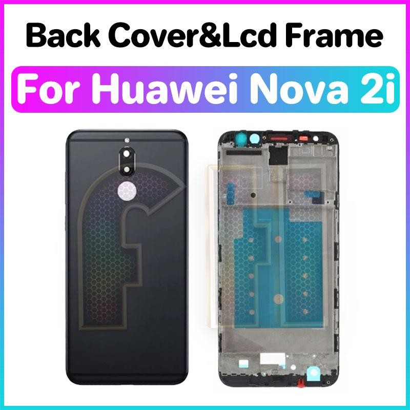 ชุดฝาหลังฝาหลังแบตเตอรี่ LCD ด้านหน้ากรอบกลางสําหรับ Huawei nova 2i amera เลนส์ด้านหลังประตูกรณีกล้องเลนส์ปุ่มด้านข้าง