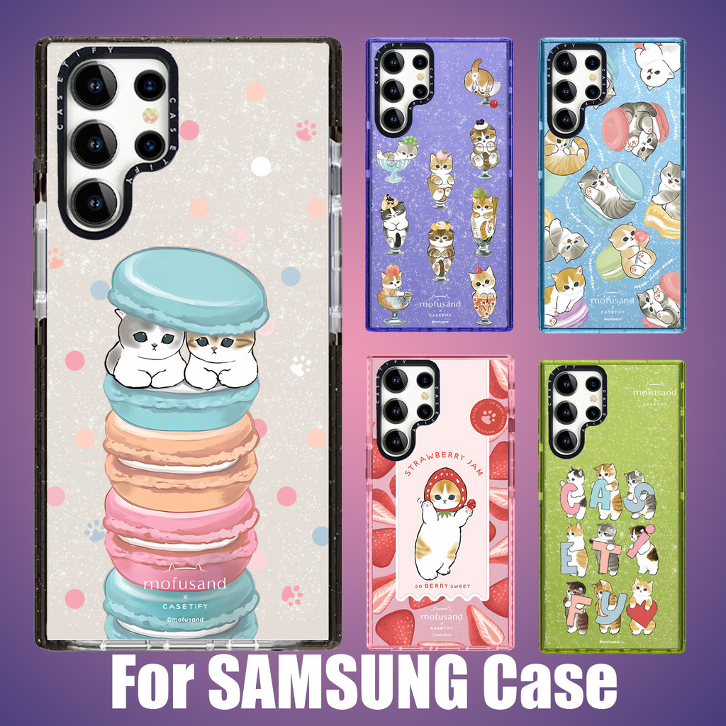 Mofusand ขนม Cat-Glitter เคสโทรศัพท์ TPU Samsung Galaxy S25Ultra ใช้งานร่วมกับ S24 Plus กรณี S23US22