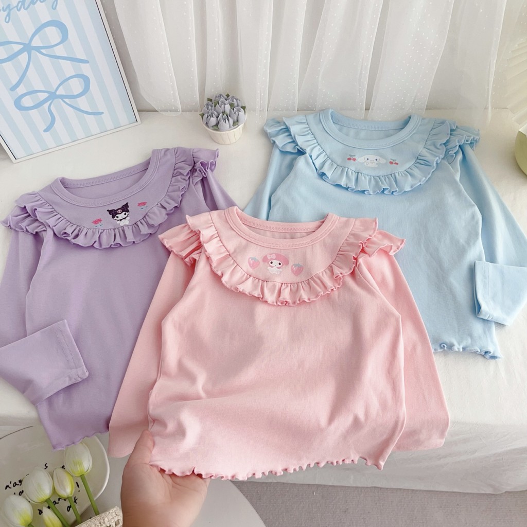 เสื้อเด็กหญิงสไตล์ใหม่ แขนยาว สำหรับฤดูใบไม้ร่วง จากผ้าฝ้ายคุณภาพดี