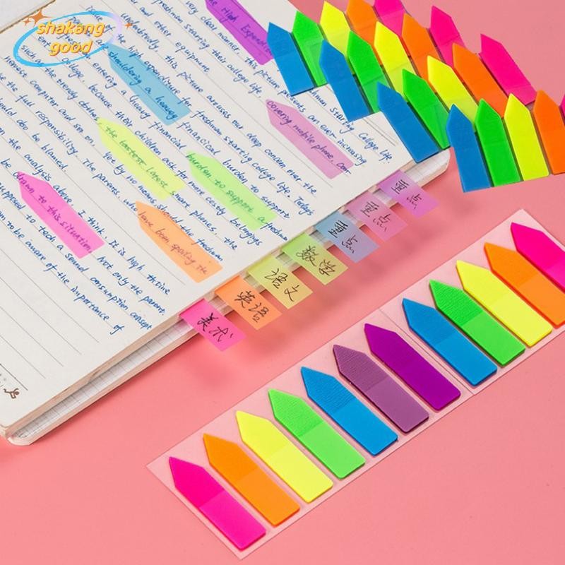 Skth กระดาษโน้ตมีกาวในตัว รูปลูกศร เรืองแสง 100 แผ่น