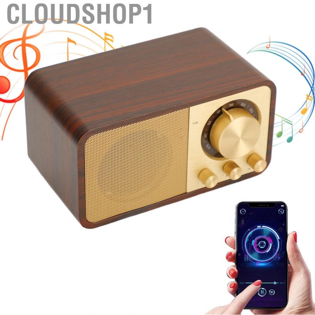 Cloudshop1 Sanpyl Retro Wood Bluetooth Speaker Mini Portable Vintage พร้อมแฟชั่นเบสเก่าสำหรับร้านอาหารร้านกาแฟห้องนอน