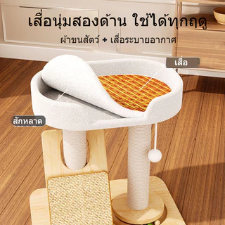 คอนโดลับเล็บแมว เตียงแมวไม้ โครงปีนแมว วัสดุป่านศรนารายณ์ไม้เนื้อแข็ง ของเล่นแมวแผ่นเสียง