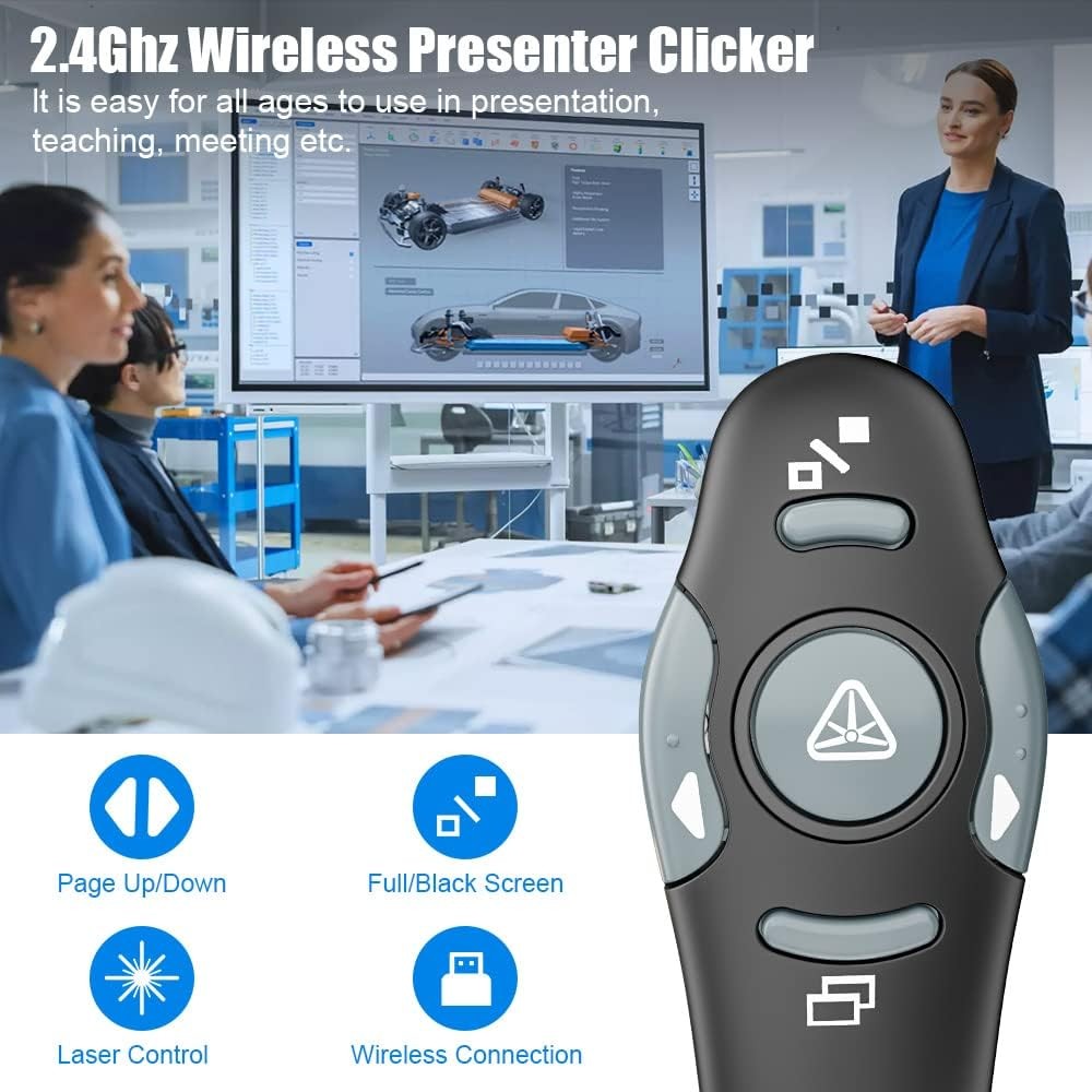 AMERTEER Wireless Presentation clicker สําหรับ Power Point Presentation รีโมทคอนโทรล USB PPT Clicker
