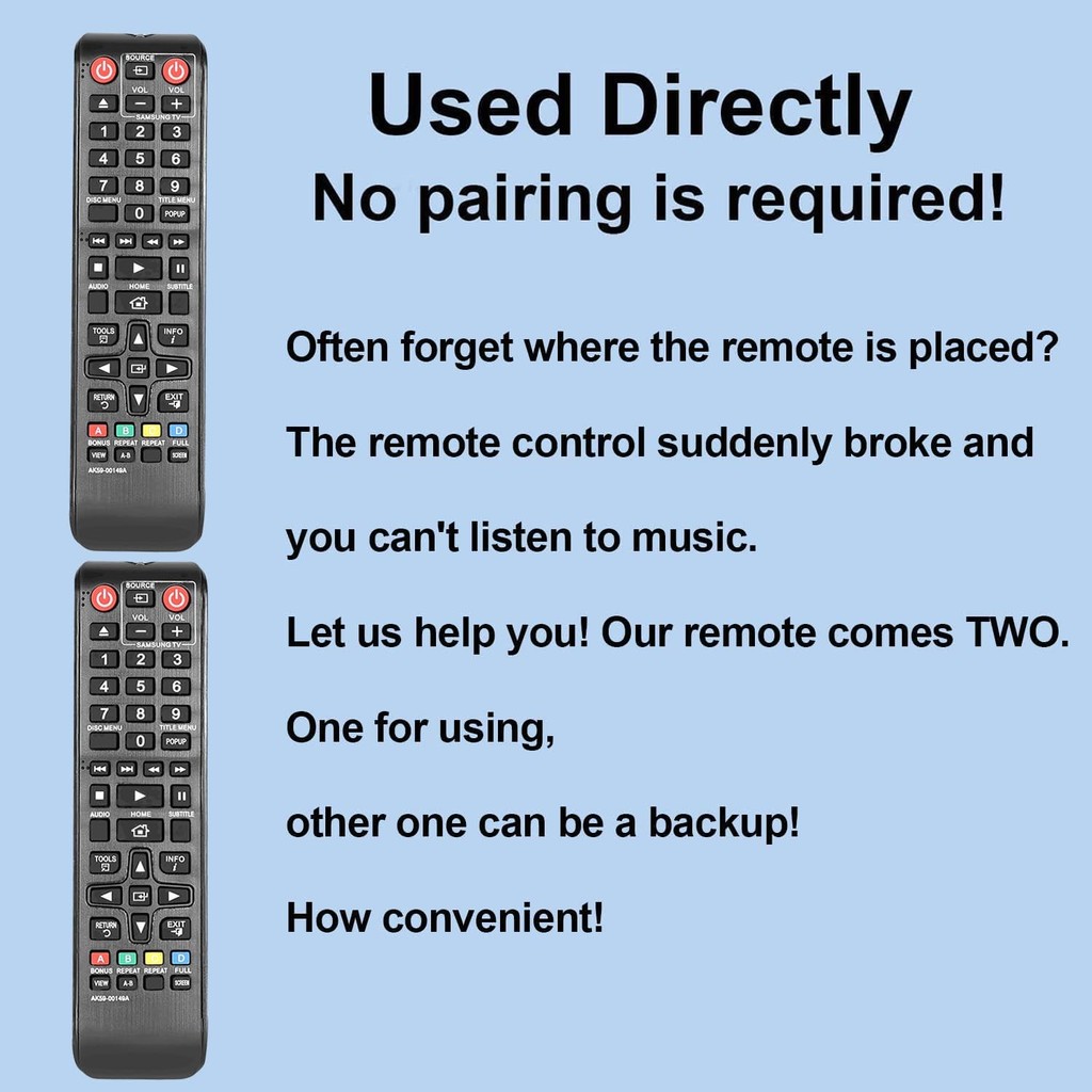 Pack of 2 ใช้งานร่วมกับ AK59-00149A Samsung DVD Player Remote สําหรับ Samsung DVD BLU RAY DISC Playe