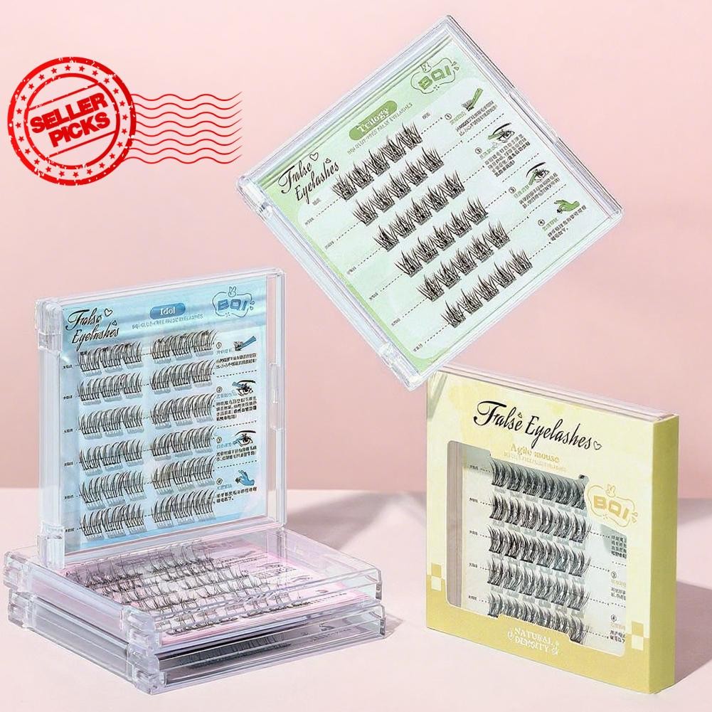 Bqi กาวฟรีขนตาปลอม Sunflower Curled Segmented Volume Eyelashes Lashes F0w5