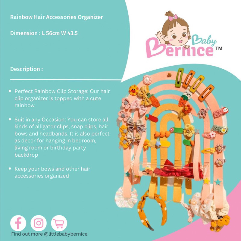 Rainbow Hair Accessories Organizer Dimension : L 56cm W 43.5