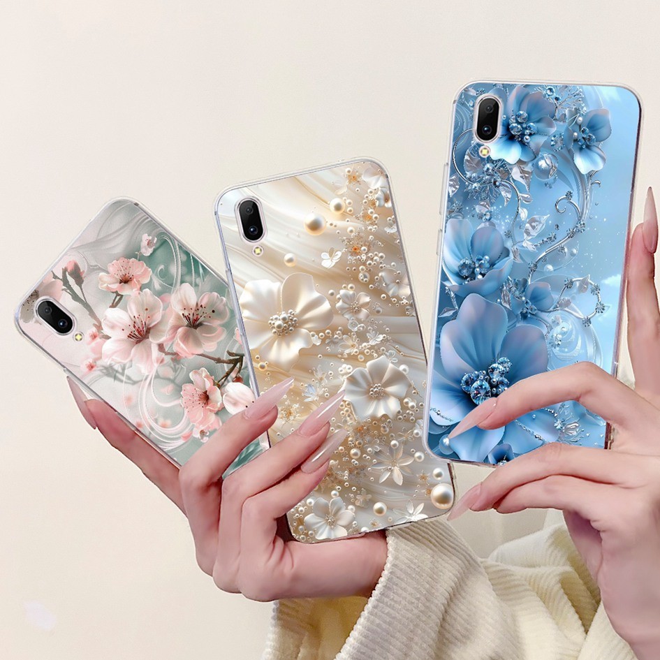 สําหรับ Vivo Y97 ปลอก V1813A V1813T แฟชั่นดอกไม้ผีเสื้อ Soft Slim ซิลิโคนเคสโทรศัพท์สําหรับ Vivo Y97