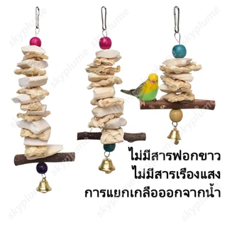 ของเล่นหัดกัดแทะสำหรับนกแก้วกระดองปลาหมึกเสริมแคลเซียมและมีกิ่งไม้แอปเปิ้ล
