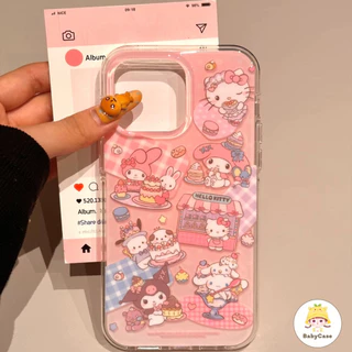 เคสไอโฟน 14 สำหรับ iPhone 11 16 12 15 13 Pro Max 16 14 15 Plus 12 13 15 16 Pro เค้กเมโลดี้เฮลโลคิตตี้สุดน่ารักปกใหม่ IMD