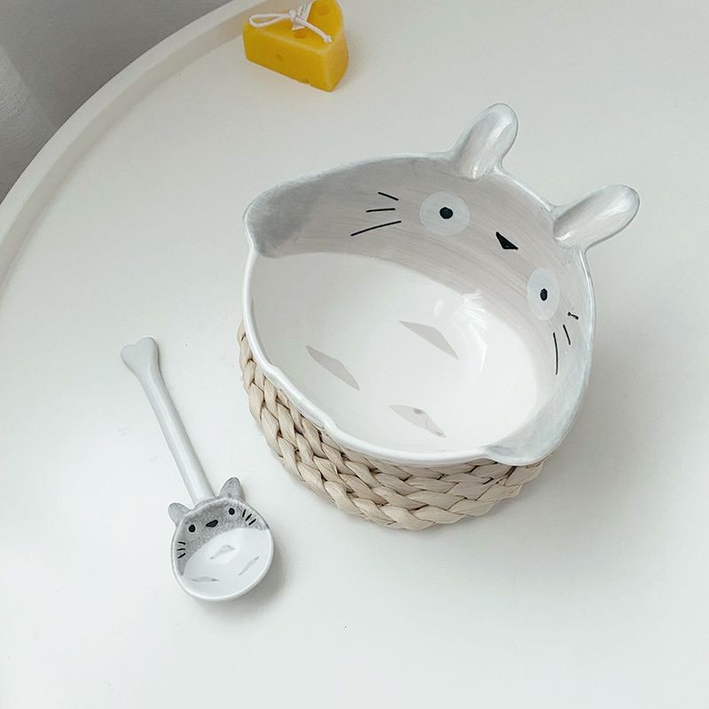 ญี่ปุ่นน่ารักสามมิติเพื่อนบ้านของฉัน Totoro ชามเซรามิกช้อนชุดสลัดขนมหวาน Inst