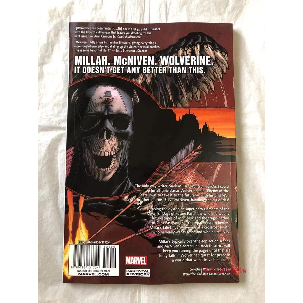 ต้นฉบับ Marvel Comics Wolverine Old Logan Wolverine Old Man Logan