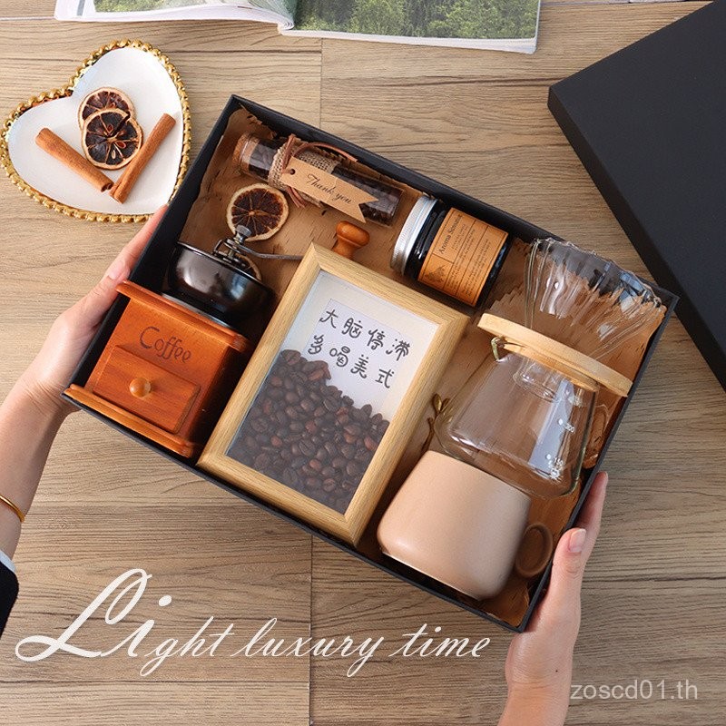 ราคาที่น่าตื่นตาตื่นใจของขวัญวันเกิดสาวส่งเด็กชายสร้างสรรค์เครื่องชงกาแฟมือพื้นดินกาแฟอโรมากล่องของข