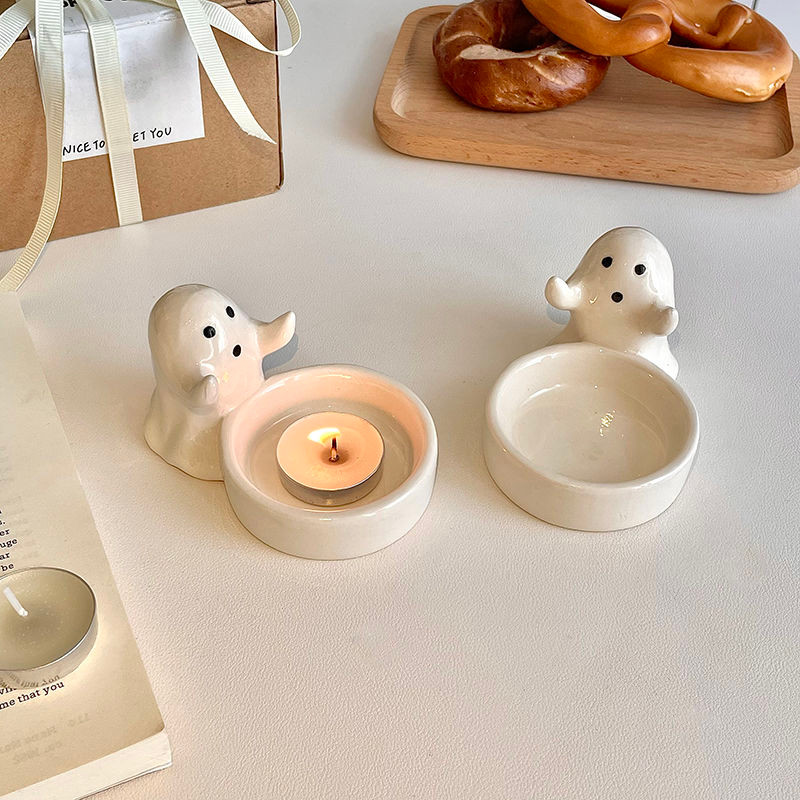 New Product#Creative Quirky Ghost Candle Holder Aromatherapy Candle Base Atmosphere Ornament Cute Ce