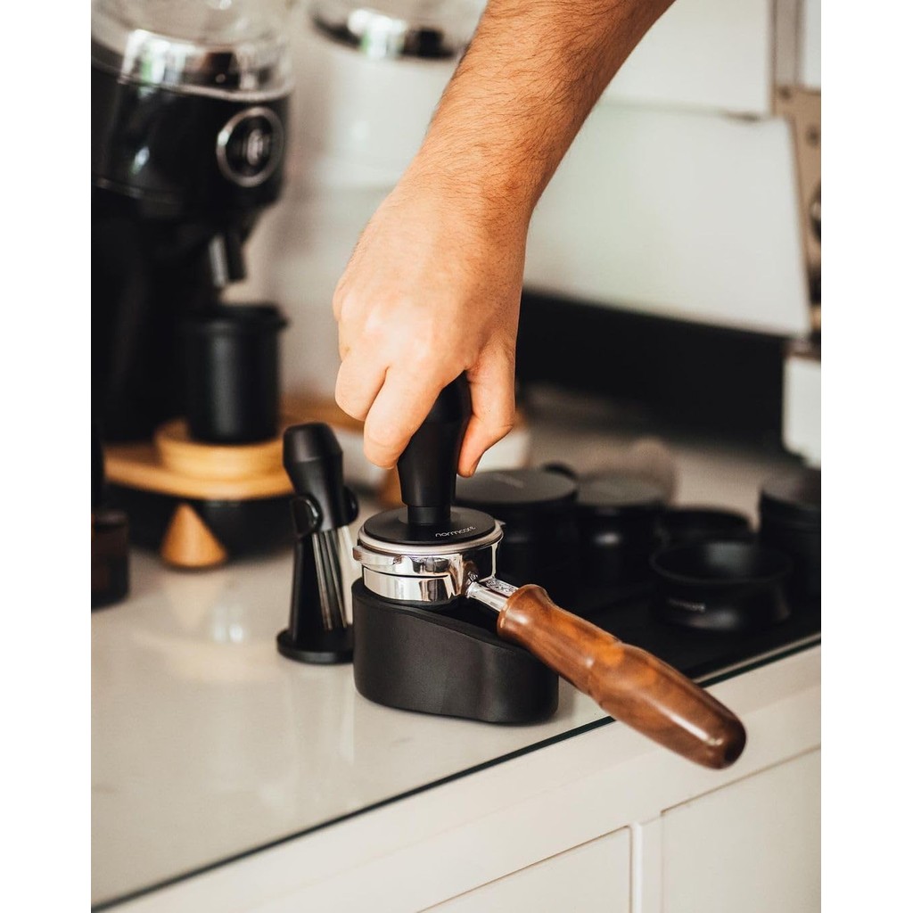 Normcore Portafilter Holder, Portafilter Tamping Station, 304 สแตนเลสซิลิคอน Espresso Holder Tamper 