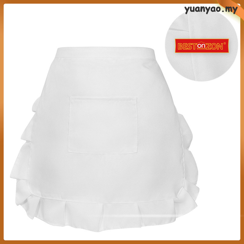 ผ้ากันเปื้อน Waitress ปรับเอวกระโปรงสั้น 154.00X40.00X0.10 ซม.สีขาวเด็กสาว yuanyao