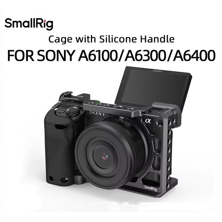 SmallRig กล้อง DSLR Cage Rig สําหรับ Sony A6400 พร้อมซิลิโคน Handgrip Handle & รองเท้าเย็นสําหรับ So
