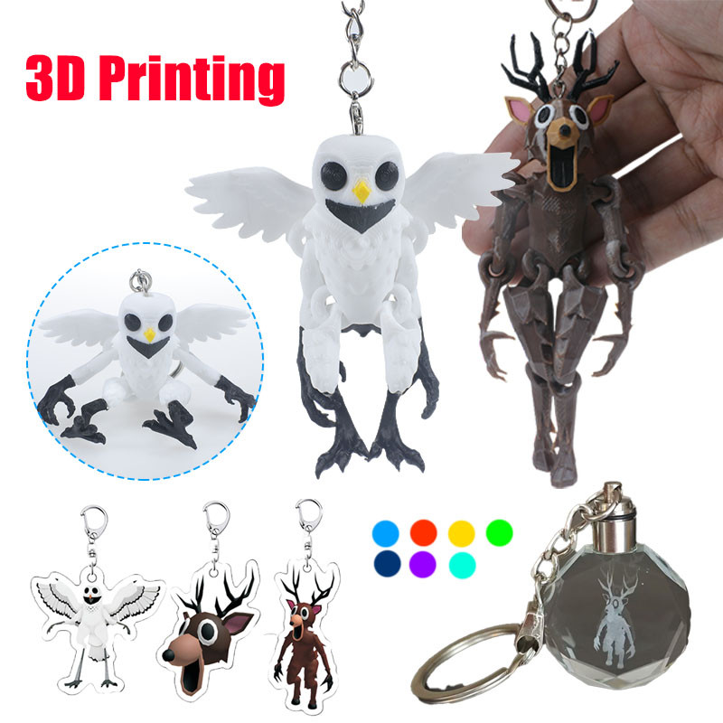 โรบ็อกซ์ เกมของเล่น 99 คืนในป่า 3ง การพิมพ์รูปการกระทําสัตว์กวางนกฮูกพวงกุญแจตกแต่งสําหรับของขวัญ
