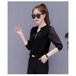 (พร้อมส่ง)เสื้อชีฟอง👚 ผ้าดี ใส่สบาย ใส่ออกงาน มีไซส์ใหญ่ เสื้อทำงานสาวอวบ