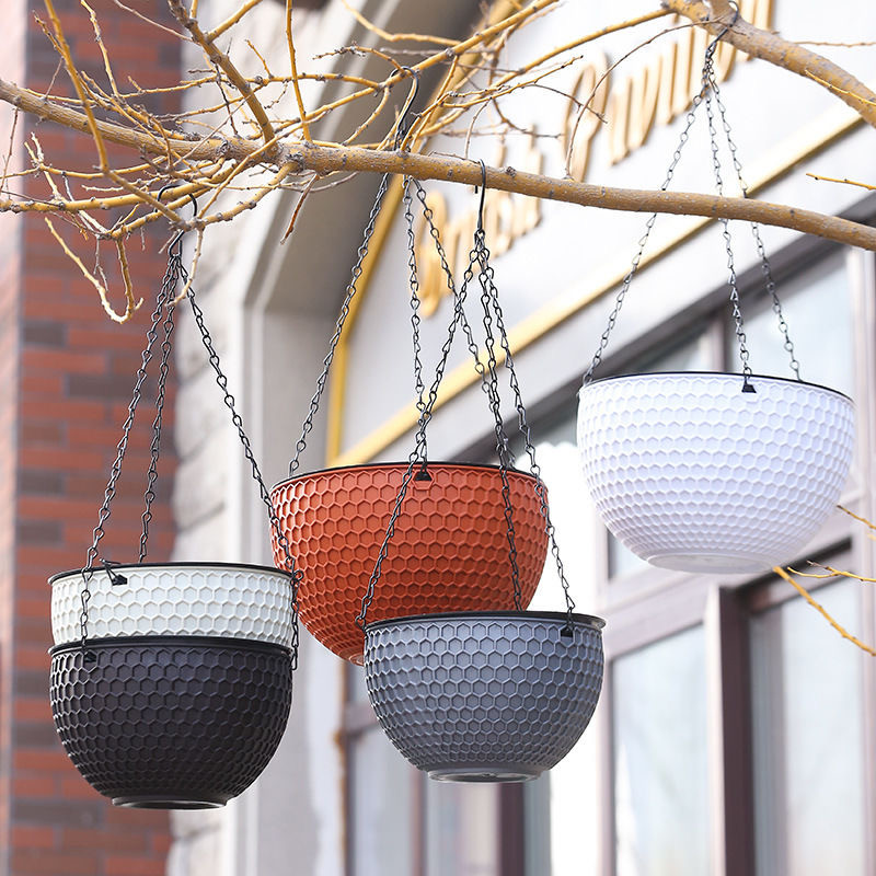 กระถางแขวน กระถางดอกไม้บนระเบียง มินิมอล สีสันสดใส กระถางดอกไม้ พร้อมสายโซ่ เหมาะกับตกแต่งสวนและบ้าน