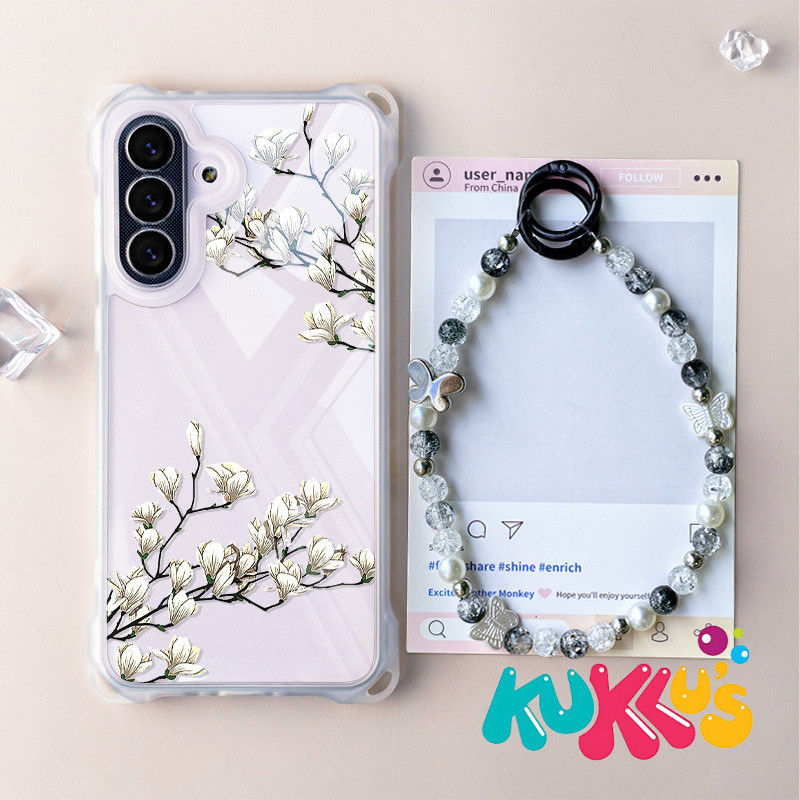 HP GANTUNGAN ดอกไม้สีขาว + ที่วางโทรศัพท์สําหรับ Infinix Smart 10 9 8 Tecno Spark Go 1 Itel P55 Nfc 