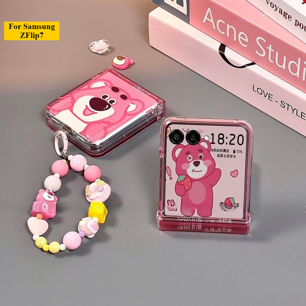 การ์ตูนน่ารัก Wave Stars วงเล็บแม่เหล็กเคสโทรศัพท์เหมาะสําหรับ Samsung Galaxy ZFlip7 zflip6 ปลอกเชือกเส้นเล็กเปลือกพับสําหรับ Z Flip 7 5 6 4 3 5G N3Flip MixFlip ฝาครอบป้องกัน