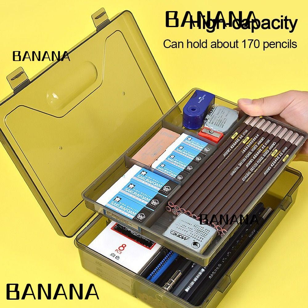กล่องเก็บของ BANANA1 ปากกาพลาสติกใส กล่องปากกามัลติฟังก์ชั่นความจุขนาดใหญ่ ปากกา Watercolor