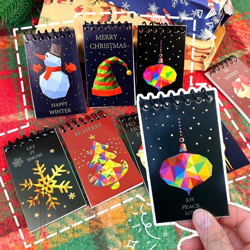 3-8 ชิ้น Super Mini Spiral Notepad - Merry Christmas Gift Portable Coil Pocket Notebook-Planner Agen