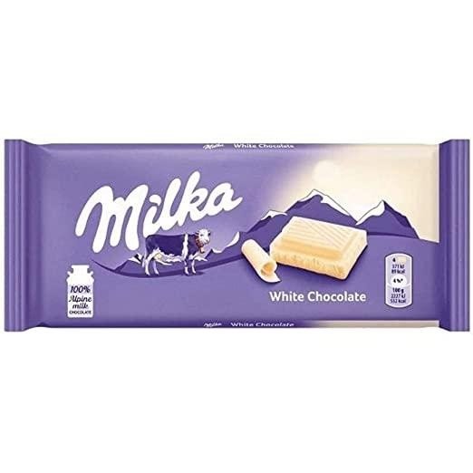 Milka Chocolate Bar White Chocolate น้ำหนัก 100 กรัม BBF.10/11/25