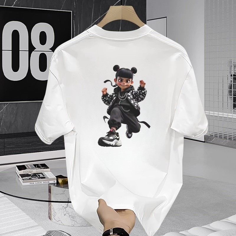 เสื้อยืดผู้ชายสไตล์สมัยใหม่ ผ้าฝ้ายแท้ ออกแบบให้สวมใส่สบาย พิมพ์ลายไม่ซ้ำใคร รอบคอใหม่สำหรับคนหนุ่มส