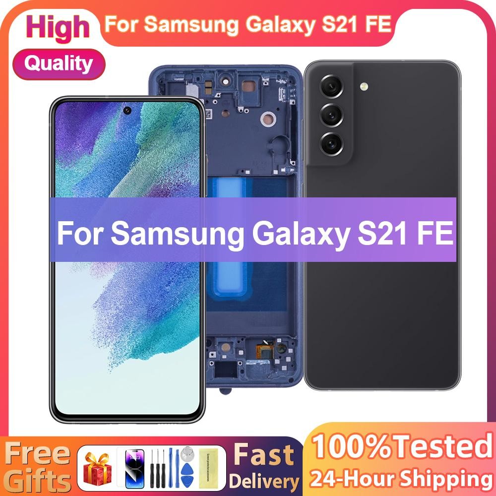 SAMSUNG 6.4 "Super AMOLEDสําหรับSamsung S21 FE 5G G990B G990B/DSจอแสดงผลLCDหน้าจอสัมผัสสําหรับSamsun