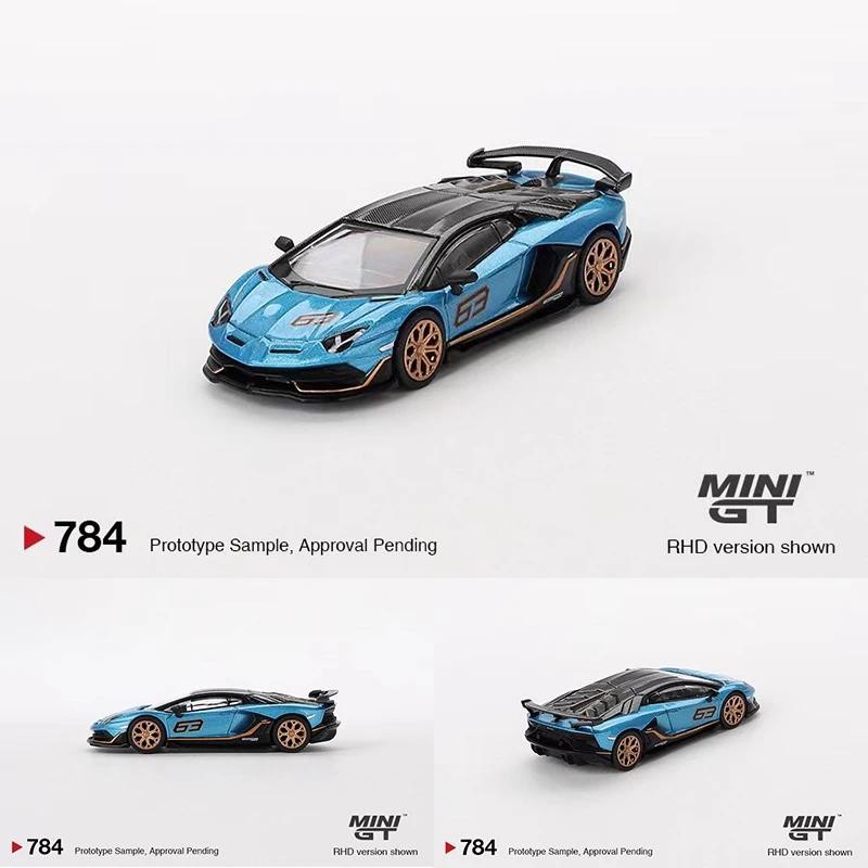 MINIGT 784 ในสต็อก 1:64 Aventador SVJ 63 Blu Aegir Diecast Diorama คอลเลกชันของเล่น