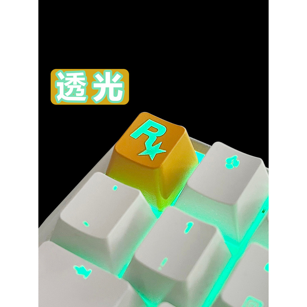 keycap ไทย keycap ปุ่มทางออก ESC R Star ปุ่มกดโปร่งใสที่ไม่ซ้ํากันสีเหลือง High-Definition เลเซอร์แก