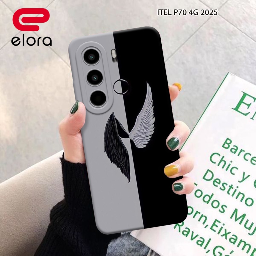 เคส HP Itel P70 4G 2025 - Elolora.id - Itel Power 70 4G Casing - เคสขาวดํา - ฟิล์มกันรอยมือถือ - Ite