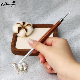 Monja อัพเกรดเล็บแปรงสองหัวซิลิโคน 3D แกะสลักดอกไม้ปากกาปรับเจล ติด ยูวี เจลลายนูนปากกาผสมปากกา