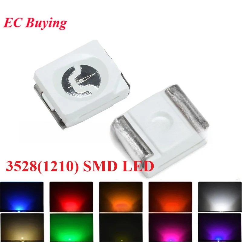 100 ชิ้น/ล็อต SMD LED ไดโอด 3528 1210 ไดโอด SMD LED Diodo ชุดสีเขียวสีแดง WARM สีขาวสีฟ้าสีเหลืองสีชมพูสีม่วง-UV สีส้ม RGB โคมไฟลูกปัด
