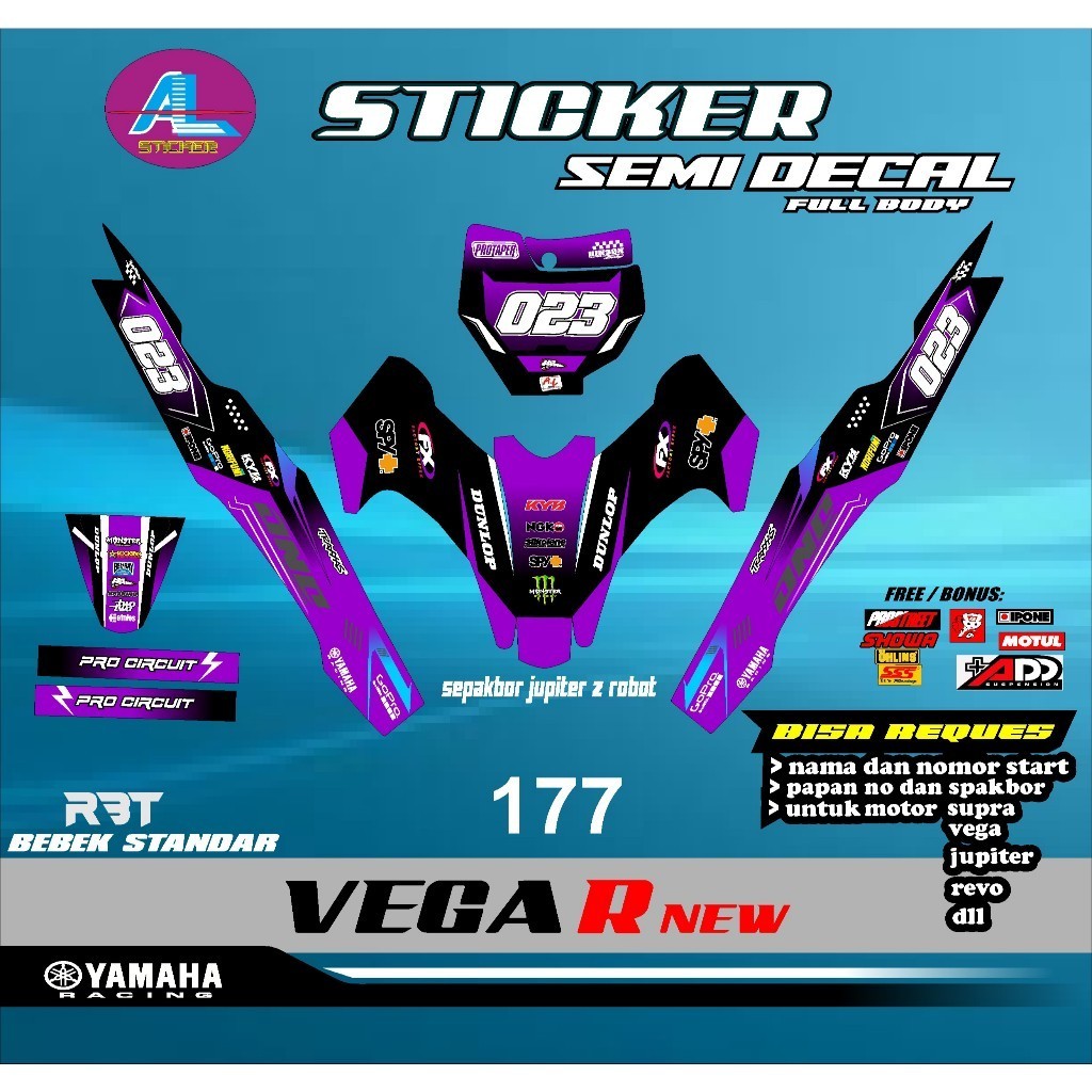 สติ๊กเกอร์ Rbt Striping Motor Vega R ใหม่ Semi Full Body Motor Crf Klx 150 Klx Bf Klx Gordon Dtracke