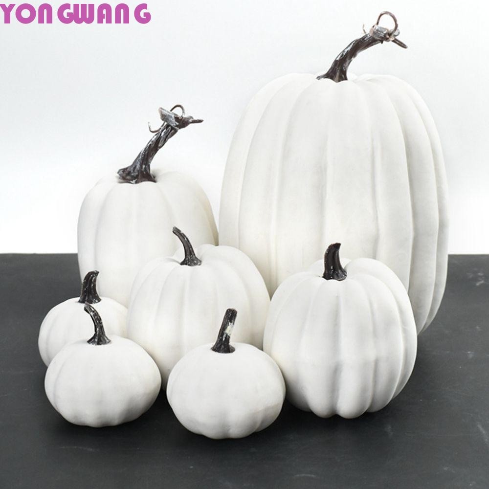 YONGWANG66HR ฟักทองประดิษฐ์วันเกิด 7PCS Home Party วันขอบคุณพระเจ้าจําลองฟักทองรุ่น