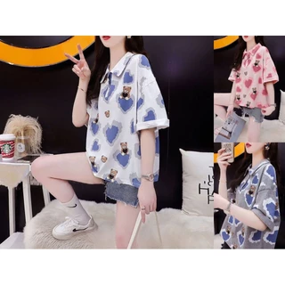 no1 shop 2023ใหม่ท็อปส์ลำลองฤดูร้อนสไตล์ตะวันตกลดอายุของผู้หญิงคอวีเสื้อโปโลแขนสั้นเสื้อยืดผู้หญิงเก๋ท็อปส์