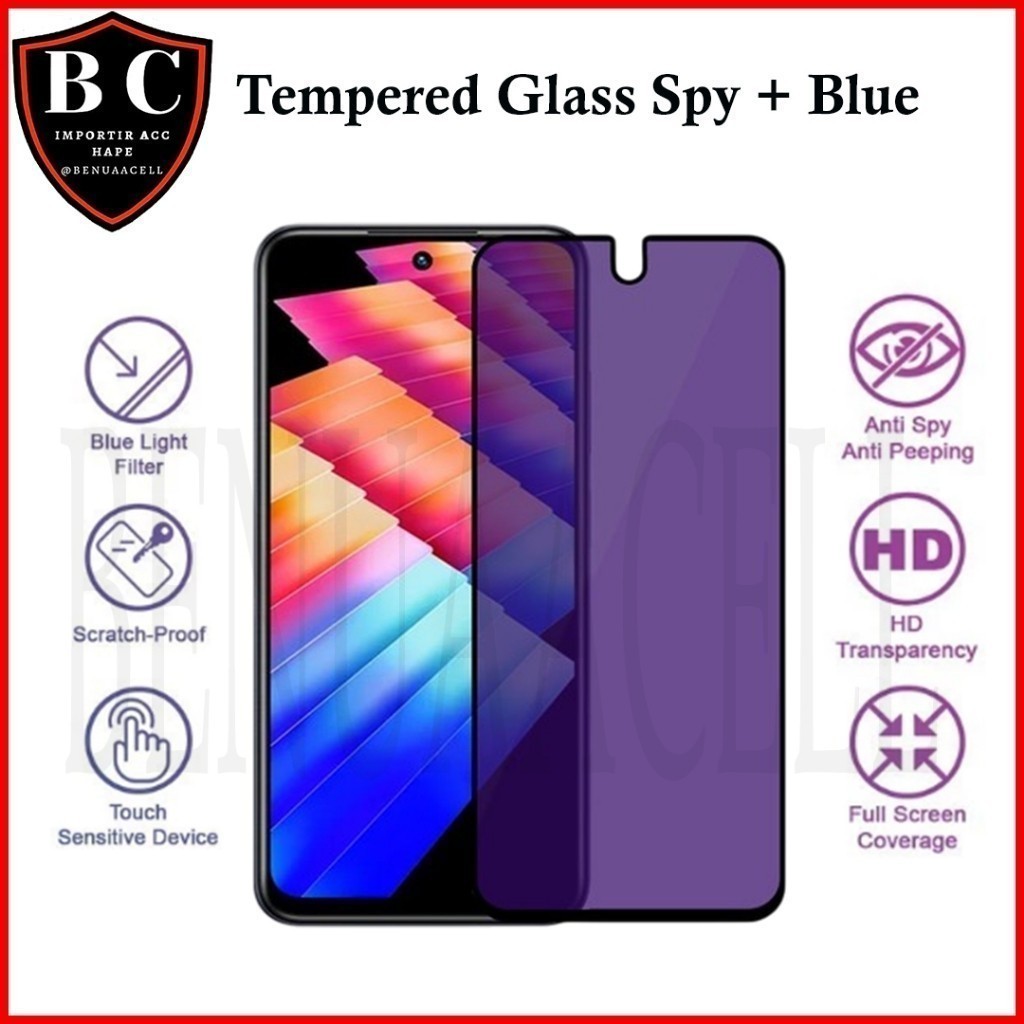 TEMPERED GLASS SPY ANTI BLUE LIGHT สําหรับ SAMSUNG A6 PLUS A73 A72 A71 A70 A70S A7 2018 A8 PLUS F62 