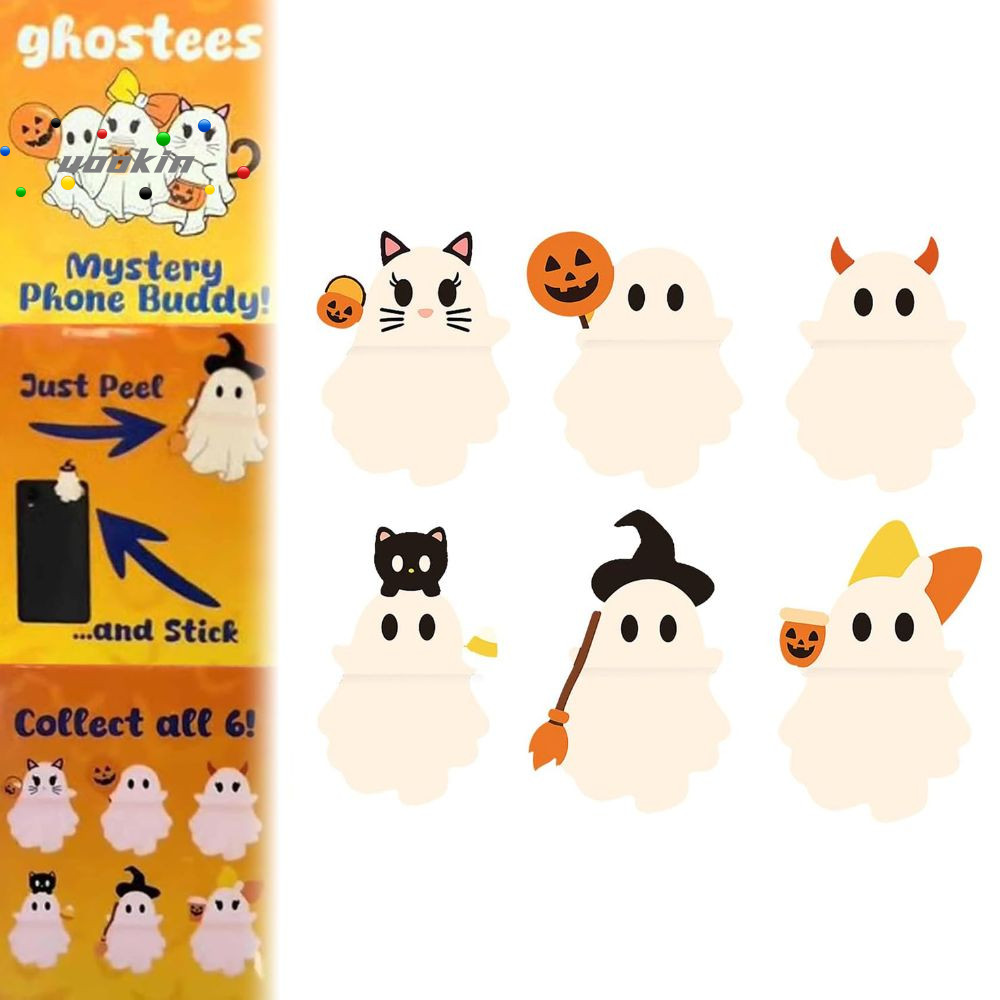 UOOKIN Ghostees Mystery Phone Buddy, Stick-On Toy Phone Topper, Cute Mini Halloween Pumpkin Ghost Ph