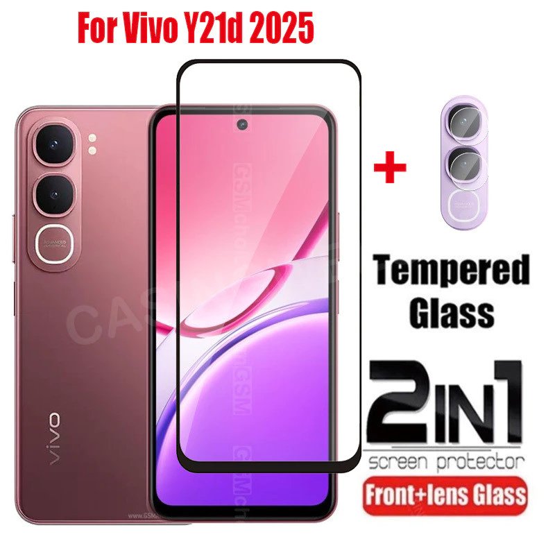 ป้องกันหน้าจอสําหรับ Vivo Y21d Y21 d 4G 5G 2025 คลุมทั้งหมดกระจกนิรภัยใส HD ป้องกันฟิล์มป้องกันรอยขีดข่วน