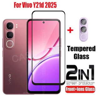 ป้องกันหน้าจอสําหรับ Vivo Y21d Y21 d 4G 5G 2025 คลุมทั้งหมดกระจกนิรภัยใส HD ป้องกันฟิล์มป้องกันรอยขีดข่วน