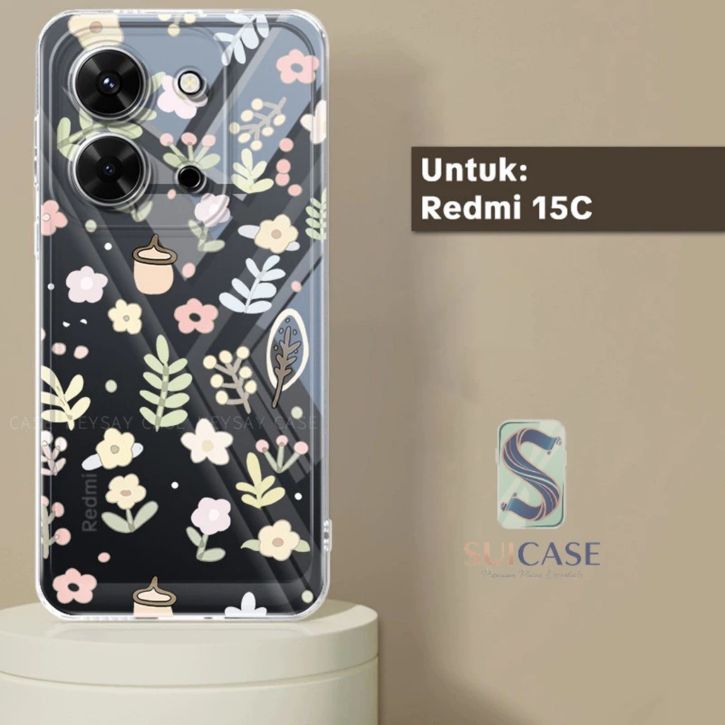 พรีเมี่ยม GLOSSY CLEARCASE COMPATIBLE SOFTCASE CASING สําหรับ REDMI 15C และ POCO C85 4G / 5G MOTIF P